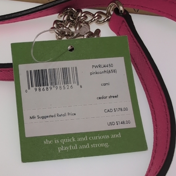 Kate Spade Pink, Gold Chain and Black Strap Wallet Chain - Picture 3 of 4